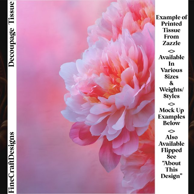 Papel De Seda Large Beautiful Pink Peony Flower EY9R Decoupage (Subido por el creador)