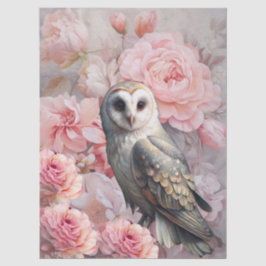 Papel De Seda Large Ethereal Pink Florals & White Owl Decoupage