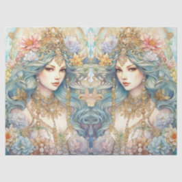 Papel De Seda Large Pastel Watercolor Floral Mermaid Decoupage