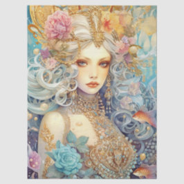Papel De Seda Large Pastel Watercolor Floral Mermaid Decoupage