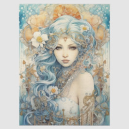 Papel De Seda Large Pastel Watercolor Floral Mermaid Decoupage