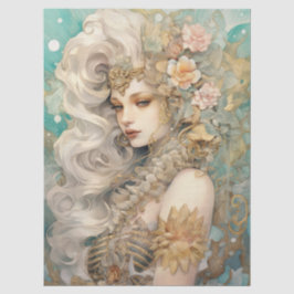 Papel De Seda Large Pastel Watercolor Floral Mermaid Decoupage