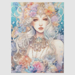 Papel De Seda Large Pastel Watercolor Floral Mermaid Decoupage