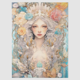 Papel De Seda Large Pastel Watercolor Floral Mermaid Decoupage