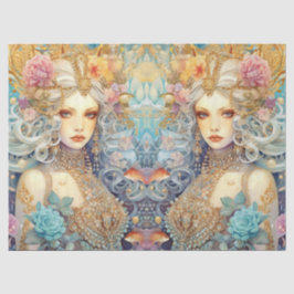 Papel De Seda Large Pastel Watercolor Floral Mermaid Decoupage