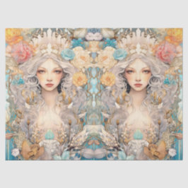 Papel De Seda Large Pastel Watercolor Floral Mermaid Decoupage