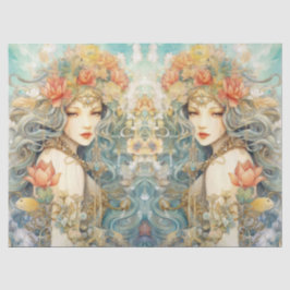 Papel De Seda Large Pastel Watercolor Floral Mermaid Decoupage