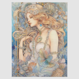 Papel De Seda Large Pastel Watercolor Floral Mermaid Decoupage