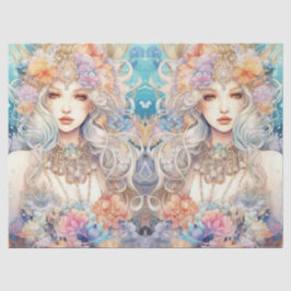 Papel De Seda Large Pastel Watercolor Floral Mermaid Decoupage