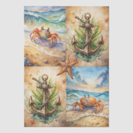 Papel De Seda Large Scenic Starfish, Anchors & Crab Decoupage