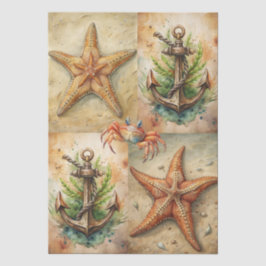 Papel De Seda Large Scenic Starfish, Anchors & Crab Decoupage