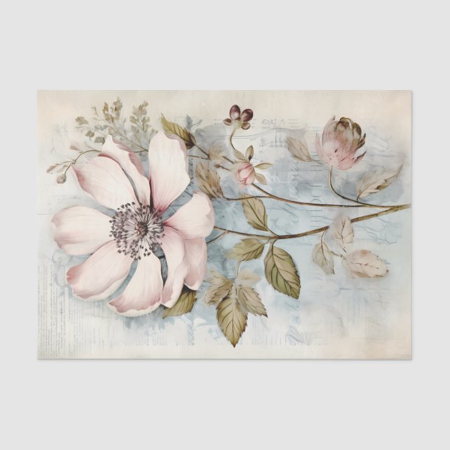 Papel De Seda Large Slightly Abstract Pale Pink Long Stem Peony (Anverso)