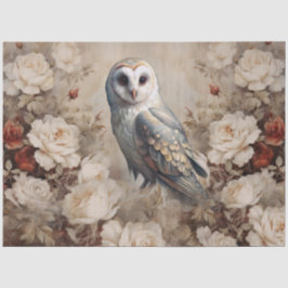 Papel De Seda Large Vintage Inspired Victorian Era Roses & Owl