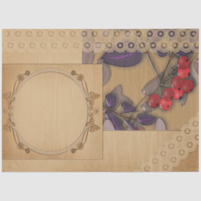 Papel De Seda Las bayas rowanberry sin mar dejan rama beire (Anverso)