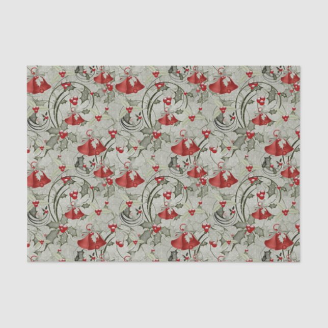 Papel De Seda Las campanas de los navidades y Holly (Anverso)