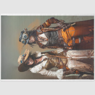 Papel De Seda Las damas de Steampunk Duo Gears and Grooves Decou