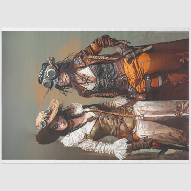 Papel De Seda Las damas de Steampunk Duo Gears and Grooves Decou (Anverso)