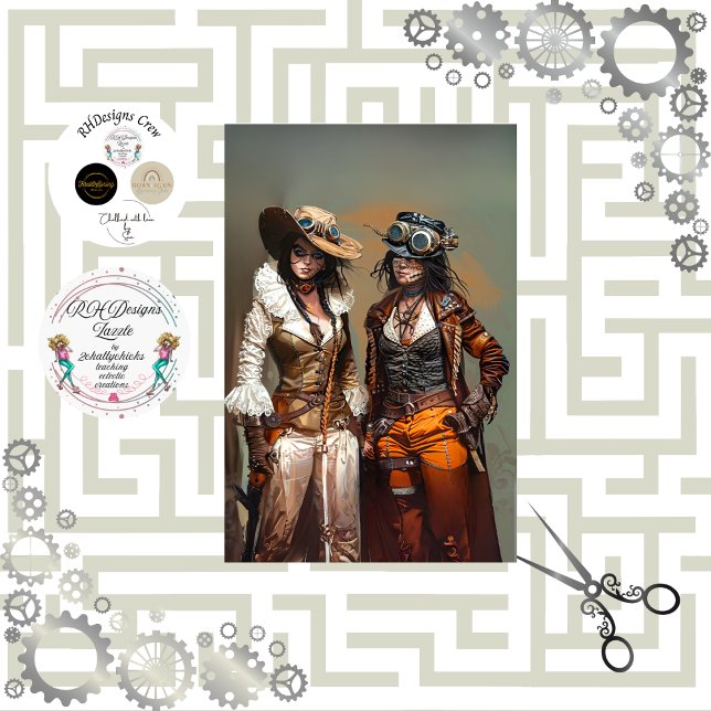 Papel De Seda Las damas de Steampunk Duo Gears and Grooves Decou (Subido por el creador)