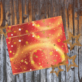 Papel De Seda Las Estrellas De Oro Parecen Y La Luz Sobre El Roj