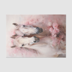 Papel De Seda Las flores rosadas de San Valentín dos caballos bl