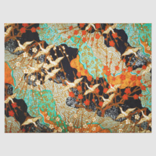 Papel De Seda Las GRÚAS del VUELO CON la PRIMAVERA FLORECEN