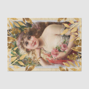 Papel De Seda Las hojas de oro superponen las rosas rosas rosas