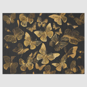 Papel De Seda Las mariposas doradas en negro