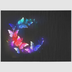 Papel De Seda Las mariposas nocturnas brillantes de Neon en el f