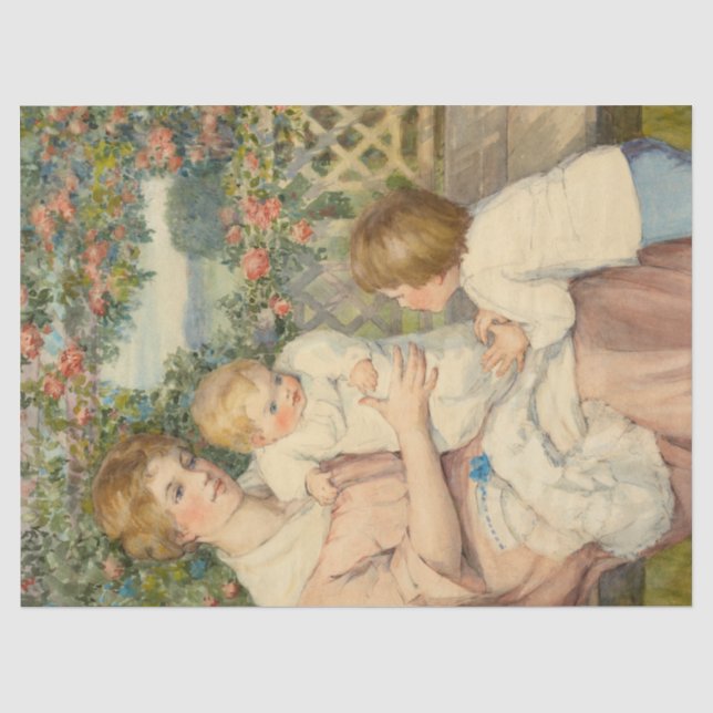 Papel De Seda Las mujeres y los niños victorianos desconfían de  (Anverso)