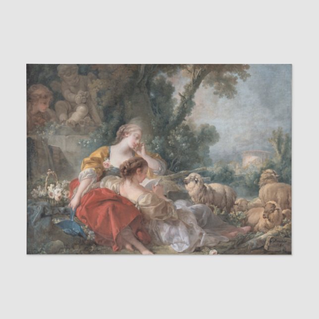 Papel De Seda Las pastorcillas de Francis Boucher (Anverso)