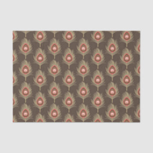 Papel De Seda Las plumas de pavo real, beige sobre marrón chocol