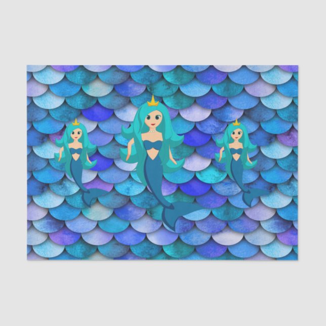 Papel De Seda Las princesas sirvientas escamas azules y púrpura (Anverso)