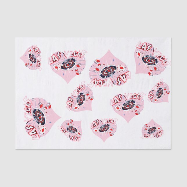 Papel De Seda Las Vegas Pink Hearts Girly (Anverso)