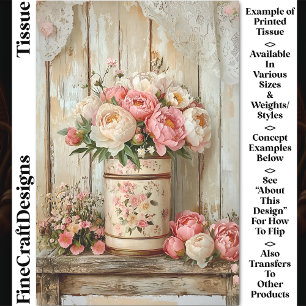 Papel De Seda Lata Floral Vintage y Peonías Rústicas Decoupage D