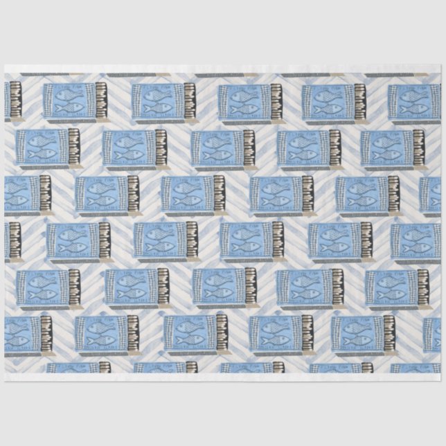 Papel De Seda latas azules de sardinas decoupage (Anverso)
