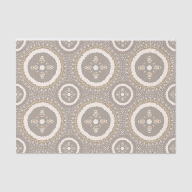 Papel De Seda Latte Beige Elegante Ornamental Floral (Anverso)