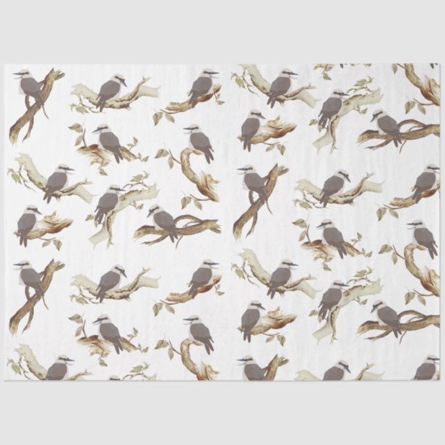 Papel De Seda Laughing Kookaburra Australian Bird Eucalyptus (Anverso)
