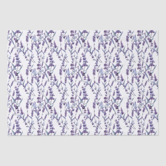 Papel De Seda lavanda acuarela floral (Anverso)