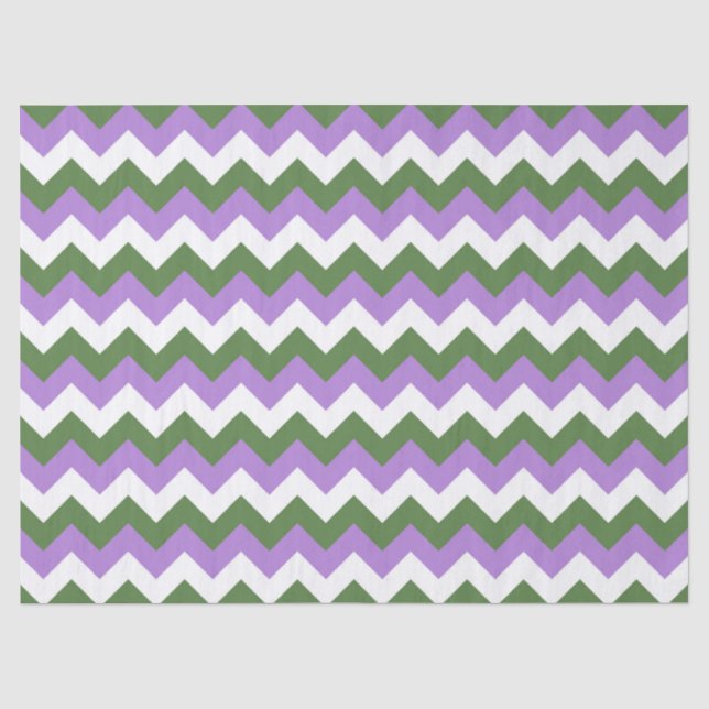 Papel De Seda Lavanda, Chevron verde y blanco Zigzag (Anverso)
