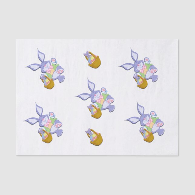 Papel De Seda Lavanda conejita morada de Pascua bailando (Anverso)