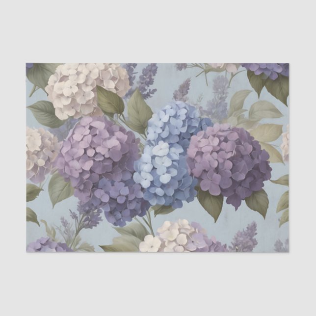 Papel De Seda Lavanda de época e hidrangea floral (Anverso)
