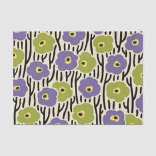 Papel De Seda Lavanda de patrón floral y verde oliva