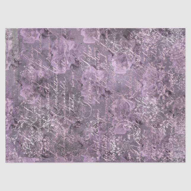 Papel De Seda Lavanda floral y deshielo cursivo gris (Anverso)