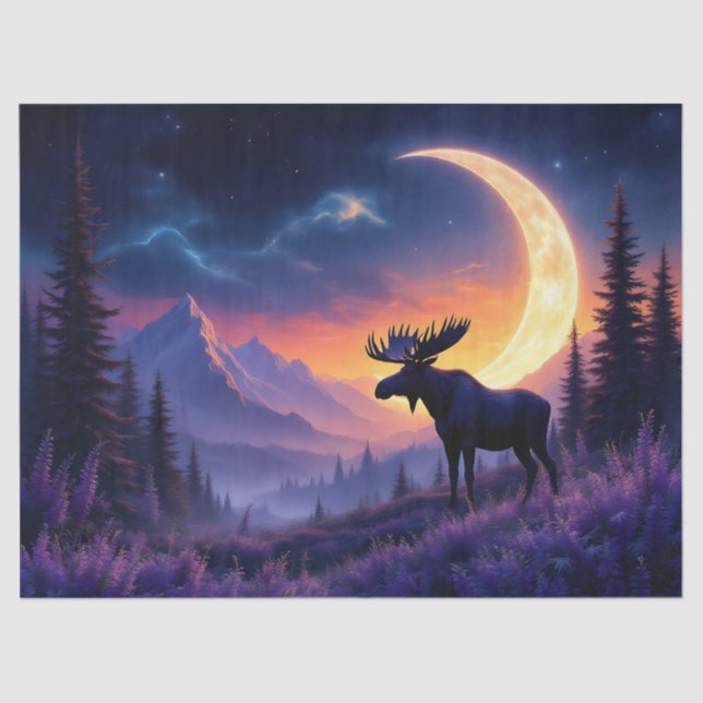 Papel De Seda Lavanda Moose Crescent Moon (Anverso)