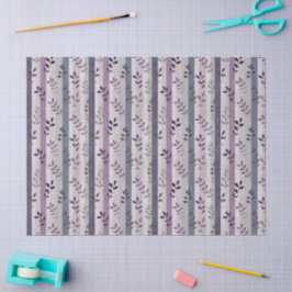 Papel De Seda Lavanda Morado Floral Botánico Rayas Cumpleaños