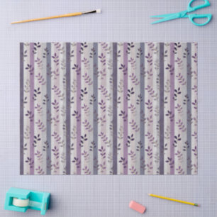 Papel De Seda Lavanda Morado Floral Botánico Rayas Cumpleaños 