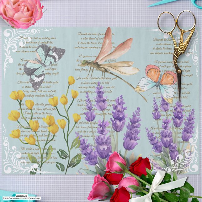 Papel De Seda Lavanda retro de moda Ephemera Azul filigrí (Subido por el creador)