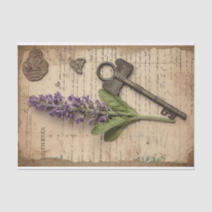 Papel De Seda Lavanda vintage con llave en la página de deshielo