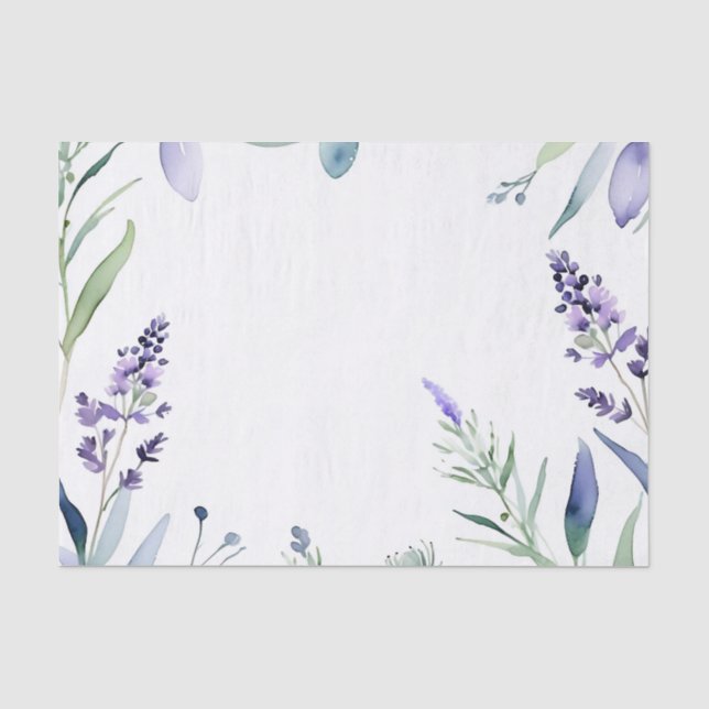 Papel De Seda Lavanda Y Acuarela De Eucalipto (Anverso)