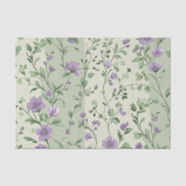 Papel De Seda Lavanda y diseño botánico verde